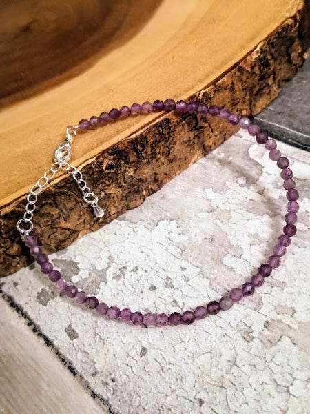 February Bracelet amethyst bracelet February birthstone Gemstone bracelet Dainty bracelet February Delicate Bracelet  birthstone bracelet