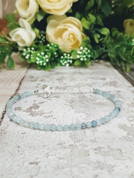 March Bracelet Aquamarine Bracelet March birthstone Gemstone bracelet dainty bracelet March Delicate Bracelet Zodiac Bracelet Aquamarine