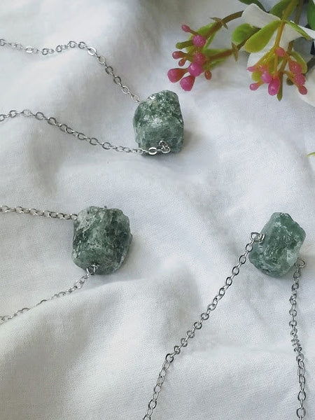 Raw Aventurine  Necklace Natural Stone necklace crystal necklace Aventurine  Chunky crystal necklace Raw crystal Raw Aventurine jewelry raw