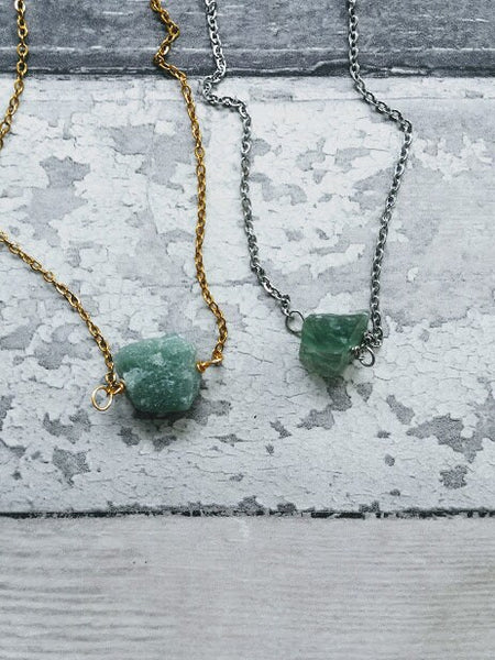 Raw Aventurine  Necklace Natural Stone necklace crystal necklace Aventurine  Chunky crystal necklace Raw crystal Raw Aventurine jewelry raw