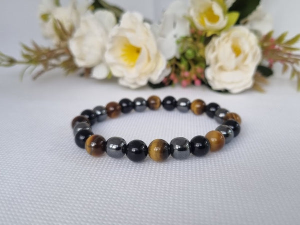 Protection bracelet negative energy protection bracelet triple protection bracelet black tourmaline hematite tiger's eye empathy strength