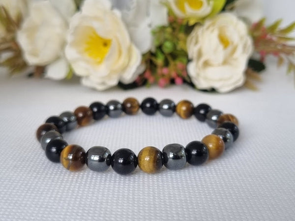 Protection bracelet negative energy protection bracelet triple protection bracelet black tourmaline hematite tiger's eye empathy strength