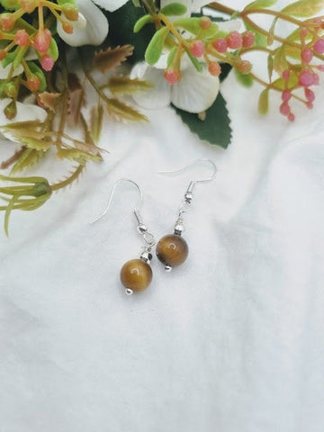 Tiger eye Earrings Tigers eye stone Dangle Earrings gemstone jewellery beaded earrings stone earrings dangly earrings Tiger eye gift earring