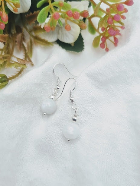 Moonstone Earrings Moonstone Dangle Earrings Moonstone Jewelry beaded earrings stone earrings dangly earrings Moonstone jewelry Moonstone