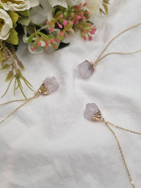 Rose Quartz Raw Rose Quartz Dipped GOLD Necklace Rose Quartz Jewelry Rose Quartz Necklace October birthstone Rose Quartz pendant raw stone