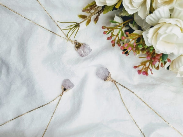 Rose Quartz Raw Rose Quartz Dipped GOLD Necklace Rose Quartz Jewelry Rose Quartz Necklace October birthstone Rose Quartz pendant raw stone