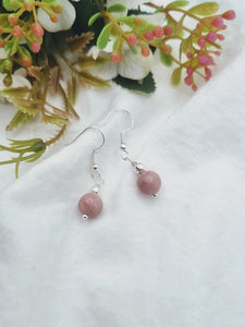 Rhodonite Earrings Rhodonite Dangle Earrings Rhodonite jewellery beaded earrings stone earrings dangly earrings Rhodonite jewelry Rhodonite