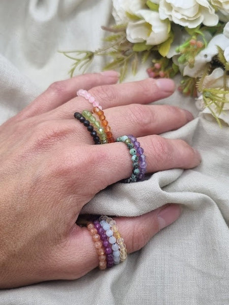 Gemstone ring Healing ring Stackable Rings Bead Ring Boho Ring Birthstone ring gemstone jewelry anxiety ringnatural gemstone crystal stones