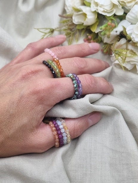 Gemstone ring Healing ring Stackable Rings Bead Ring Boho Ring Birthstone ring gemstone jewelry anxiety ringnatural gemstone crystal stones