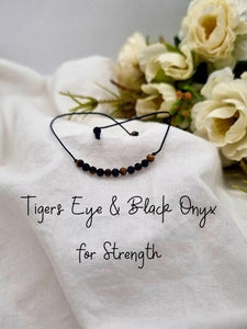 STRENGHT bracelet Silk bracelet Spiritual bracelet Healing bracelet Spiritual jewelry strength jewelry onyx bracelet tigers eys bracelet