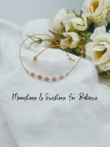 BALANCE bracelet Silk bracelet Spiritual bracelet Sunstone MoonstoneHealing bracelet Spiritual jewelry spiritual bracelet dainty bracelet