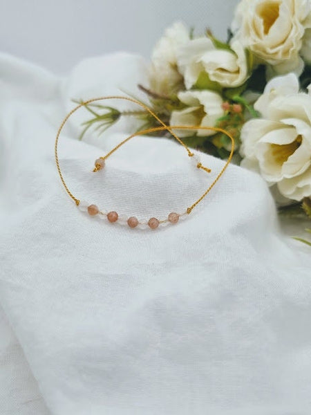 BALANCE bracelet Silk bracelet Spiritual bracelet Sunstone MoonstoneHealing bracelet Spiritual jewelry spiritual bracelet dainty bracelet