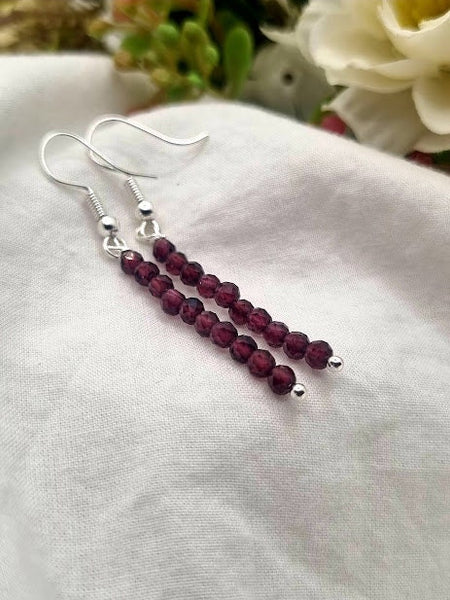 Garnet Tiny bead earrings Gemstone Earrings garnet jewelry garnet red earrings drop earrings simple earrings stone earrings earrings gift