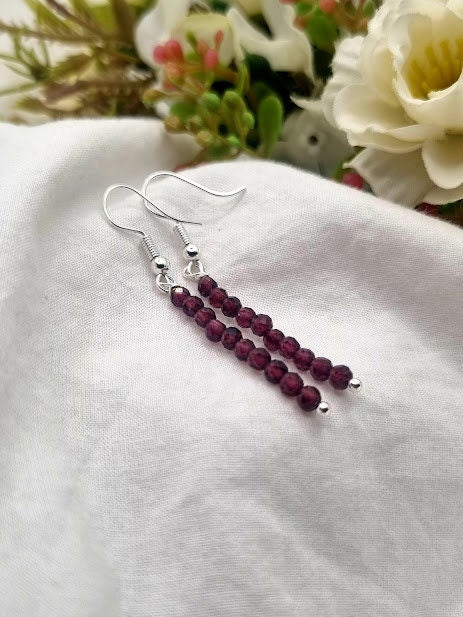 Garnet Tiny bead earrings Gemstone Earrings garnet jewelry garnet red earrings drop earrings simple earrings stone earrings earrings gift