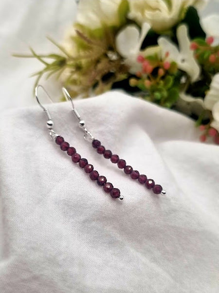 Garnet Tiny bead earrings Gemstone Earrings garnet jewelry garnet red earrings drop earrings simple earrings stone earrings earrings gift