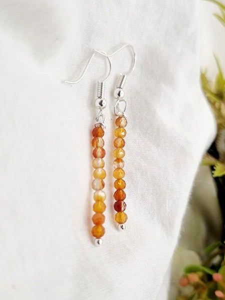 Carnelian Tiny bead earrings Gemstone Earrings Carnelian jewelry Carnelian drop earrings orange earrings earrings gift long earrings dainty