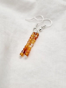 Carnelian Tiny bead earrings Gemstone Earrings Carnelian jewelry Carnelian drop earrings orange earrings earrings gift long earrings dainty