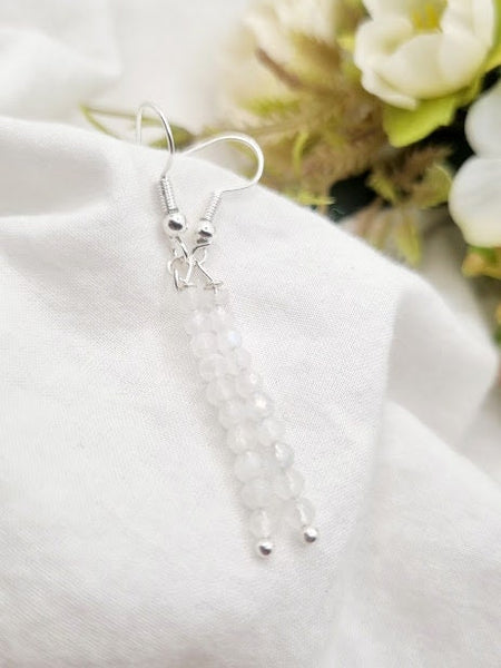 Moonstone Tiny bead earrings Gemstone Earrings Moonstone jewelry Moonstone drop earrings simple earrings stone earrings earrings gift dainty