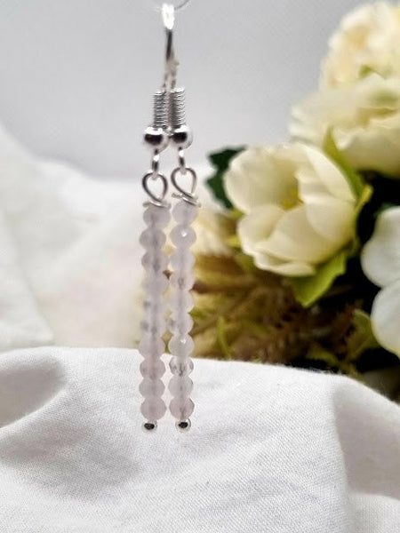 Rose Quartz Tiny bead earrings Rose Quartz Gemstone Earrings Rose Quartz jewelry Rose Quartz drop earrings Natural stone earring Rose Quartz