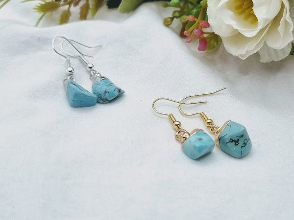 Turquoise Raw earrings Irregular natural stone earrings Gemstone Earrings Turquoise jewelry Turquoise earrings Turquoise simple everyday