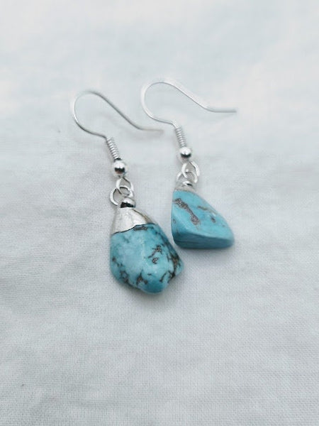 Turquoise Raw earrings Irregular natural stone earrings Gemstone Earrings Turquoise jewelry Turquoise earrings Turquoise simple everyday