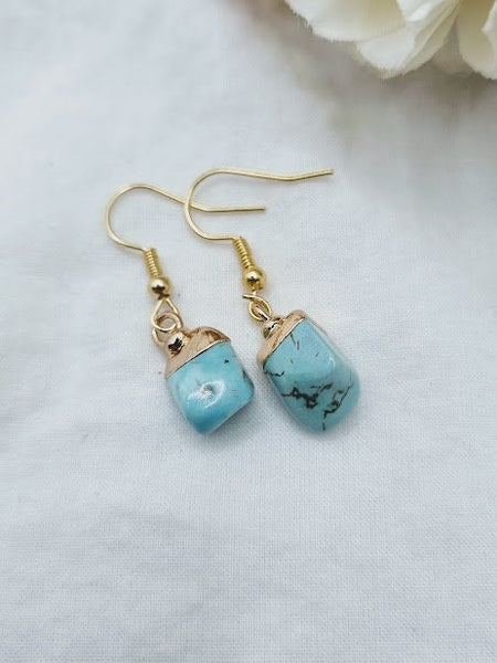 Turquoise Raw earrings Irregular natural stone earrings Gemstone Earrings Turquoise jewelry Turquoise earrings Turquoise simple everyday