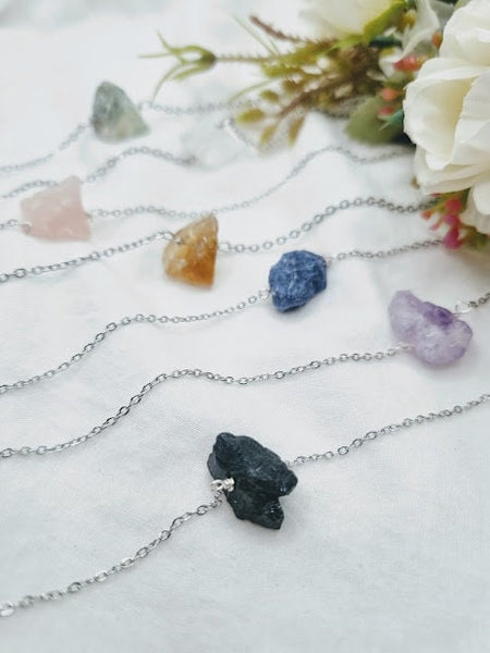 Natural Stone necklace gemstone necklace stone pendant everyday necklace layered necklace chunky stone necklace tourmaline amethyst citrine