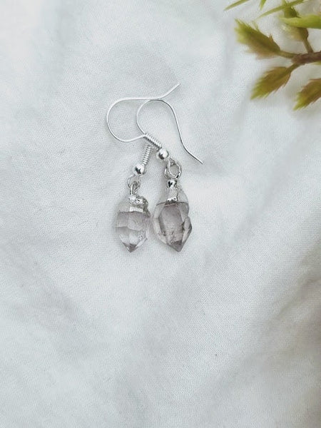 Silver dipped Herkimer Diamond Earrings Birthstone earrings simple earrings small earrings healing gift natural stone earrings gem gift