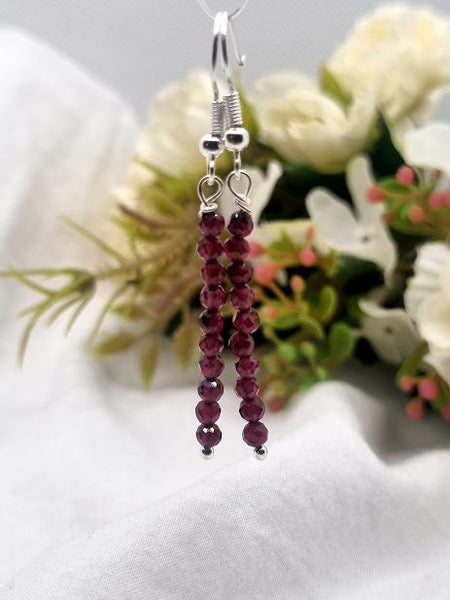 Garnet Tiny bead earrings Gemstone Earrings garnet jewelry garnet red earrings drop earrings simple earrings stone earrings earrings gift