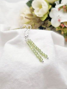 Peridot Tiny bead earrings Peridot Gemstone Earrings Peridot jewelry Peridot drop earrings Peridot gift Peridot small dainty long earrings