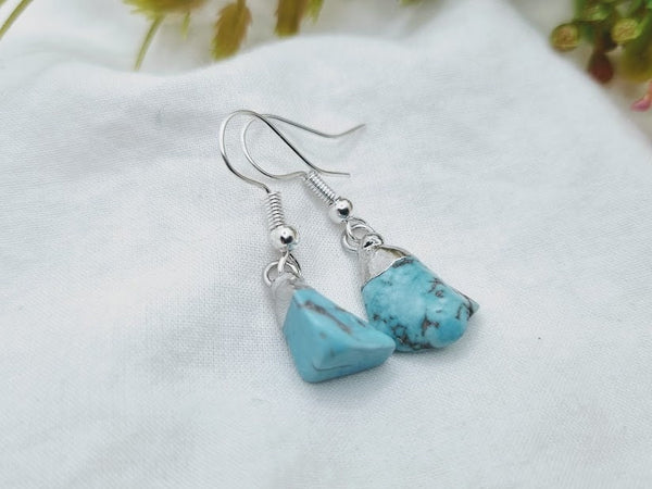 Turquoise Raw earrings Irregular natural stone earrings Gemstone Earrings Turquoise jewelry Turquoise earrings Turquoise simple everyday