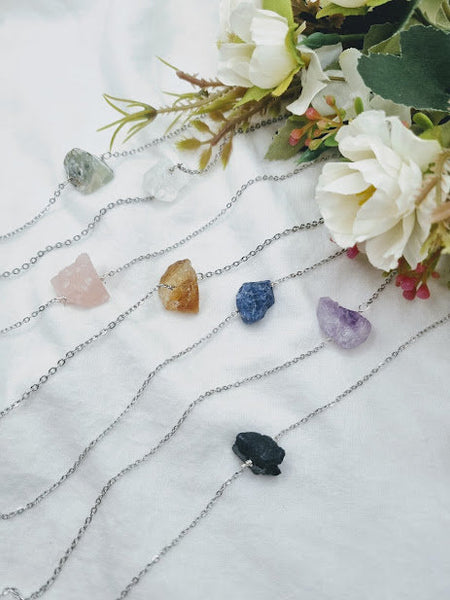 Natural Stone necklace gemstone necklace stone pendant everyday necklace layered necklace chunky stone necklace tourmaline amethyst citrine