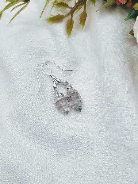 Silver dipped Herkimer Diamond Earrings Birthstone earrings simple earrings small earrings healing gift natural stone earrings gem gift