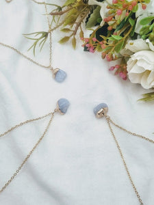 Blue Lace Agate Dipped Necklace Blue Lace Agate crystal Blue Lace Agate Necklace Blue Lace Agate pendant gemstone dipped gold small