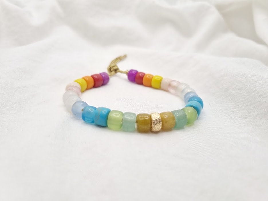 PASTEL big bead bracelet pony bead bracelet bead bracelet rainbow bracelet stackable bracelet summer bracelet rainbow beads jewelry gift