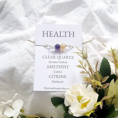 HEALTH bracelet well-being crystal bracelet crystal welfare spiritual jewelry gemstone bracelet reiki jewelry gem stone wellness