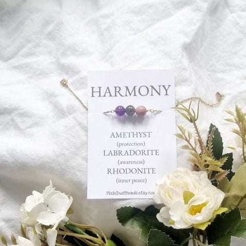 HARMONY bracelet crystal bracelet anklet crystal harmony spiritual jewelry gemstone bracelet reiki jewelry gem stone bracelet energy gift