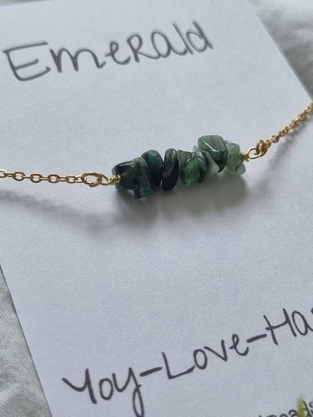 Raw emerald necklace Emerald necklace May birthstone Raw gemstone necklace Emerald jewelry Emerald Chip necklace Natural stone necklace