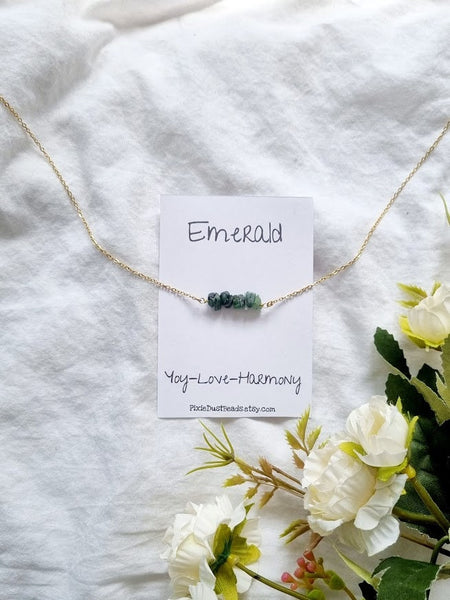 Raw emerald bracelet Emerald bracelet May birthstone Raw gemstone bracelet Emerald jewelry Emerald Chip bracelet Natural stone bracelet