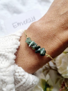 Raw emerald bracelet Emerald bracelet May birthstone Raw gemstone bracelet Emerald jewelry Emerald Chip bracelet Natural stone bracelet