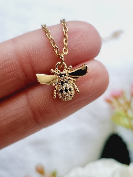 Bee earrings Bee necklace Bee Jewelry Bee set Gold Bee Necklace Bee gifts honey bee necklace bee pendant bumble bee bumble bee earrings