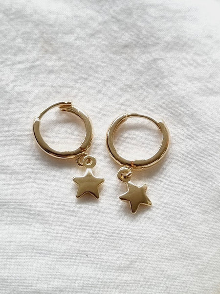 Gold star earrings Small star necklace star Jewelry Gold star necklace star gifts Gold Tiny star stardust earrings tiny star huggie hoop