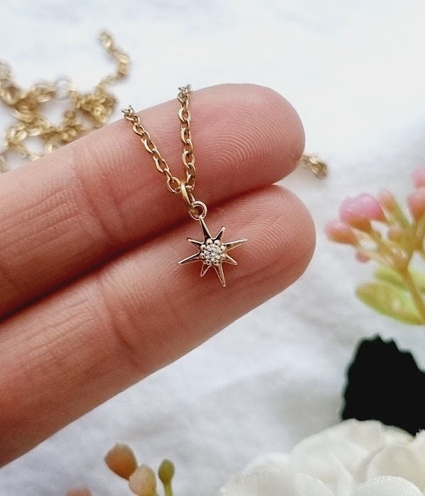 Tiny star necklace Tiny star earrings Tiny star Jewelry Tiny star set Tiny star gifts Gold Tiny star stardust earrings tiny star huggie hoop