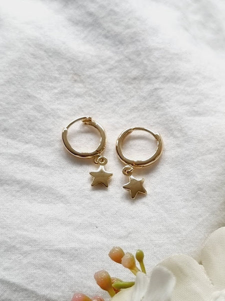 Gold star earrings Small star necklace star Jewelry Gold star necklace star gifts Gold Tiny star stardust earrings tiny star huggie hoop