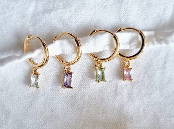 Hoop earrings Baguette earrings small hoop earrings tiny hoop earrings small earrings baguette hoops minimalist earrings huggie earrings