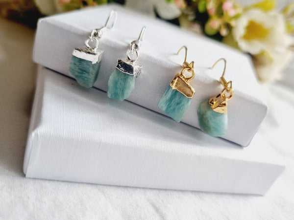 Amazonite Earrings Amazonite jewelry Amazonite Gift raw Amazonite stone earring Amazonite drop earrings gemstone jewelry Amazonite