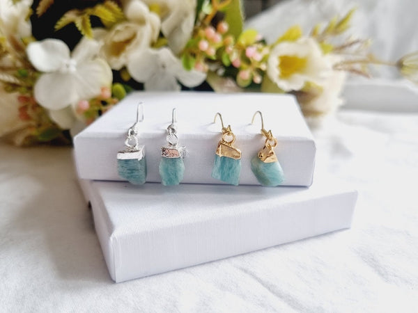 Amazonite Earrings Amazonite jewelry Amazonite Gift raw Amazonite stone earring Amazonite drop earrings gemstone jewelry Amazonite