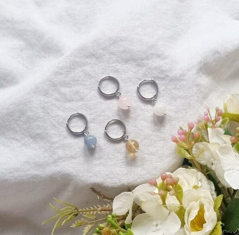 Gemstone hoop Earrings hoop Earrings Dangle Earrings Handmade earrings gemstone jewelry healing crystal earrings smal earrings minimalist