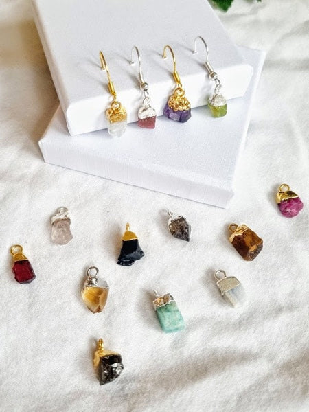 Crystal earrings raw birthstone earrings natural stone earrings healing stones gemstone earrings gem jewelry boho earrings hippie earrings