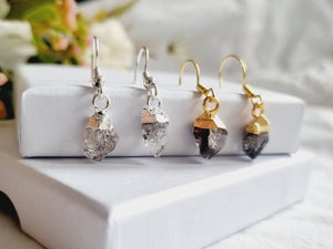 Silver dipped Herkimer Diamond Earrings Birthstone earrings simple earrings small earrings healing gift natural stone earrings gem gift